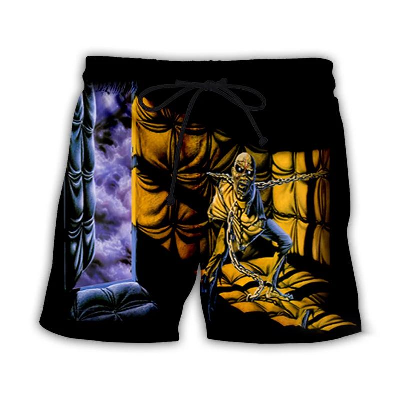 Nouvelle mode impression 3D gothique Vintage horreur crâne été plage Shorts Streetwear hommes séchag