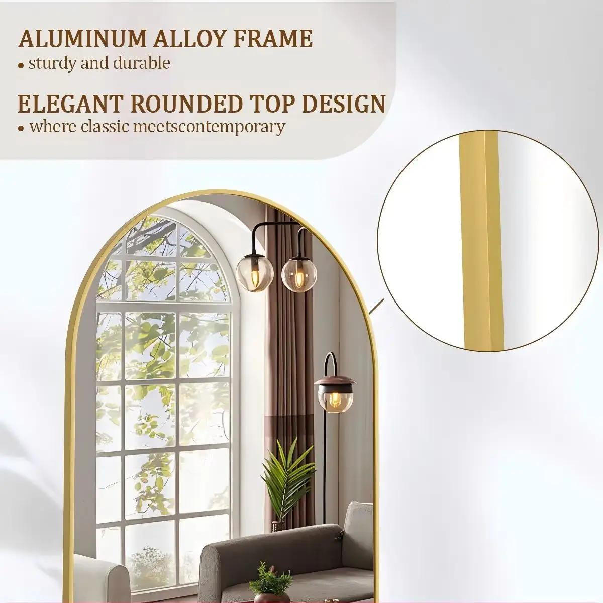 BEAUTYPEAK Miroir pleine longueur arqué, miroir de sol complet de 71 po x 26 po sur pied suspendu ou