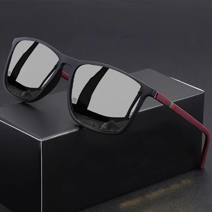 Lunettes de soleil carrées classiques pour hommes, confortables, légères, à monture noire, idéales p