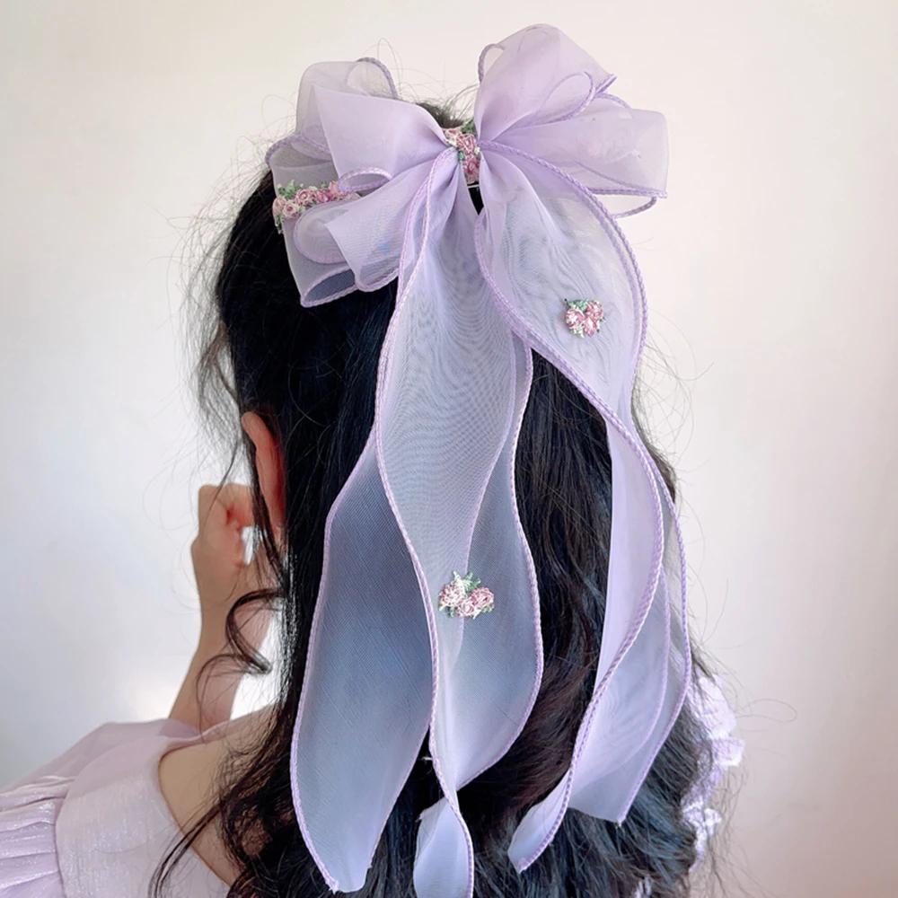 Épingle à cheveux tressée pour enfants coréens, accessoires pour cheveux floraux brodés, coiffure qu