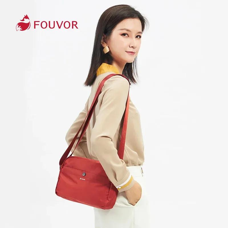 Fouvor Sac à bandoulière en nylon rouge pour femme léger décontracté petit sac à main à bandoulière 