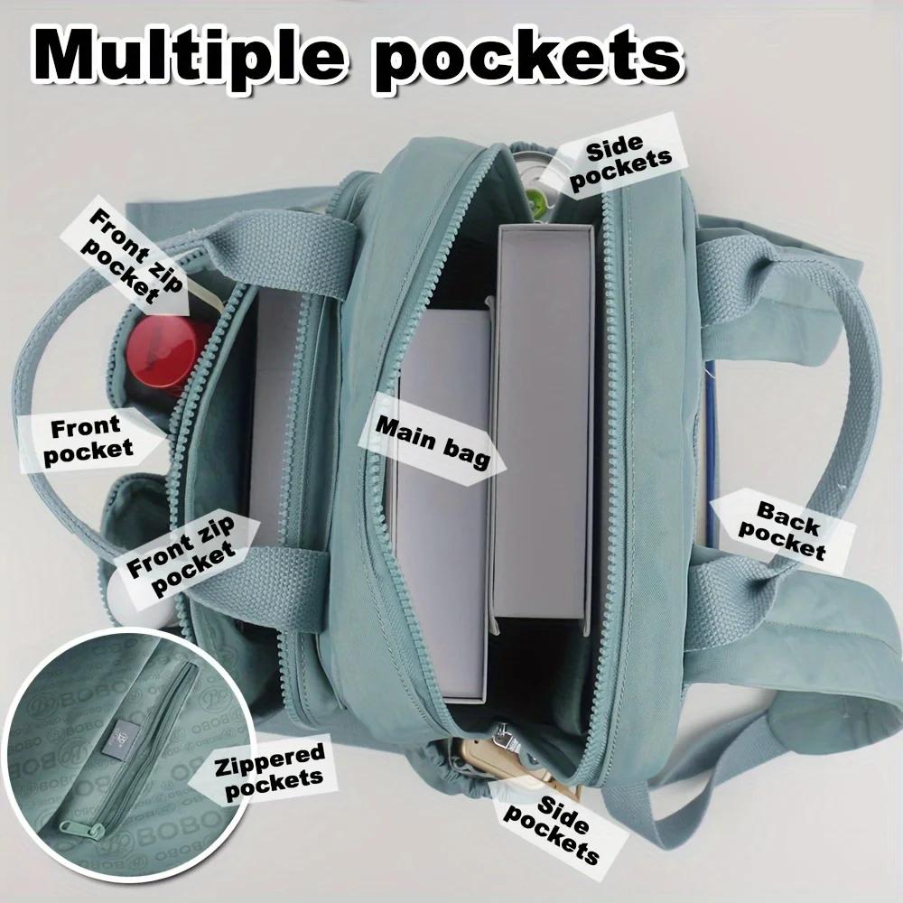 Sac à dos d'école léger de grande capacité, sac de voyage multi-poches, matériau en nylon résistant 