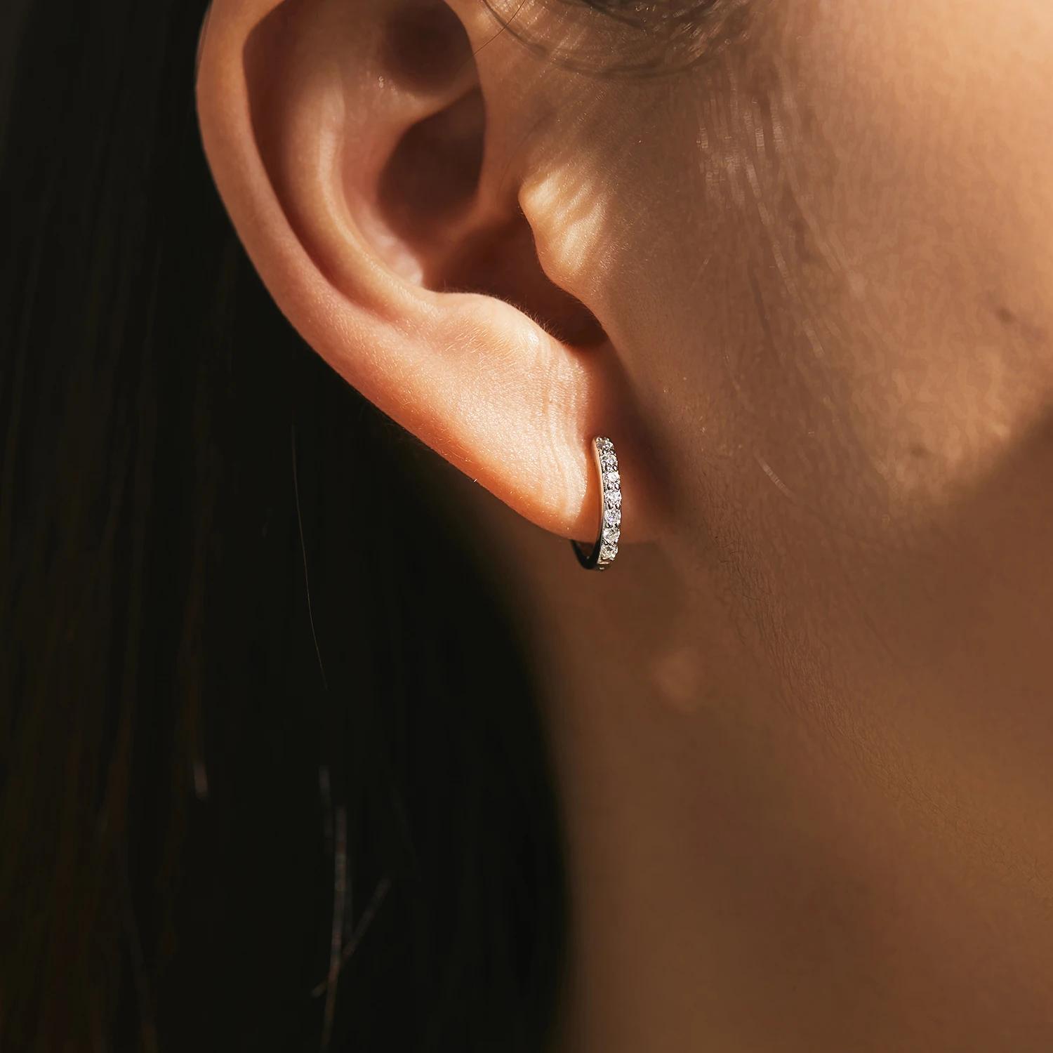 MODIAN D couleur scintillante Moissanite boucles d'oreilles 925 en argent Sterling classique brillan