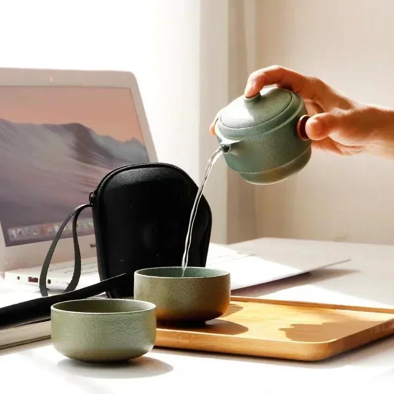 Théière et tasses en céramique et porcelaine, service à thé Kung Fu pour bureau de voyage, service à
