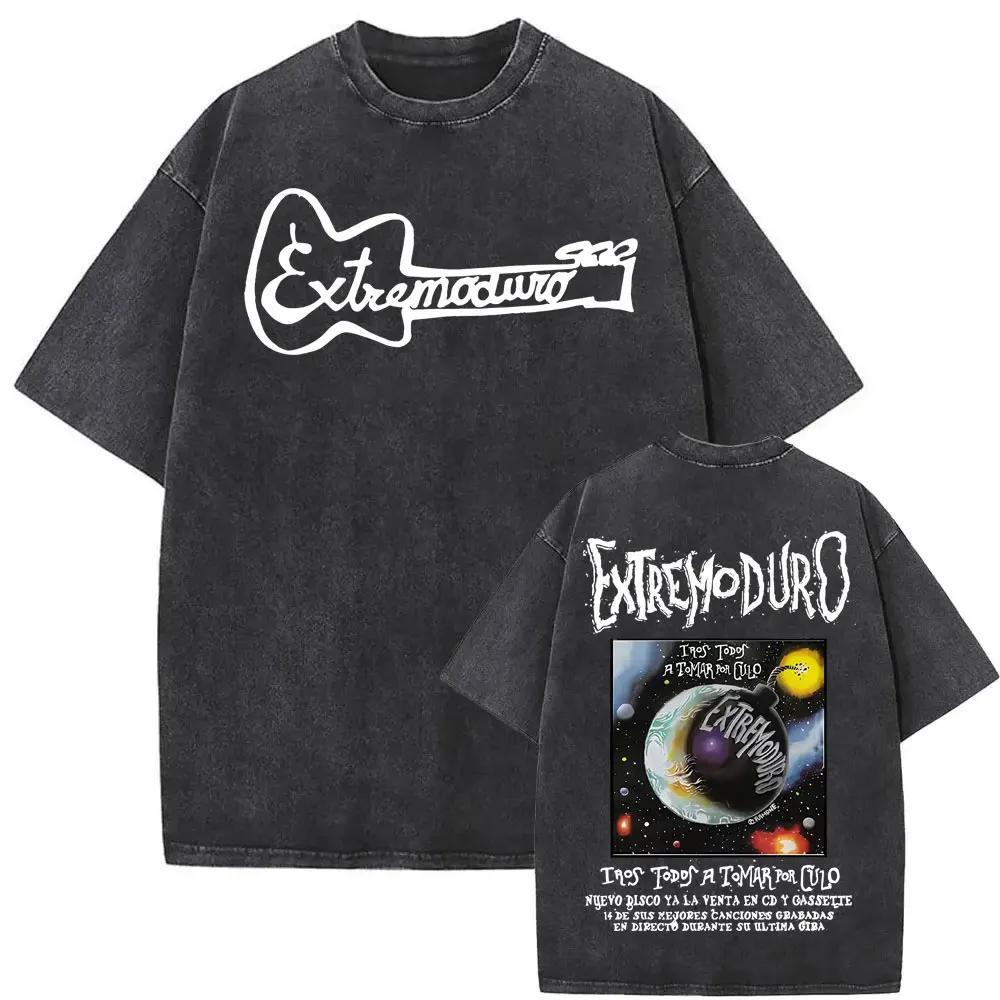 Rock Band EXTREMODURO Tour 2025 Vintage lavé T-shirt hommes femmes mode Hip Hop rue t-shirts été amp