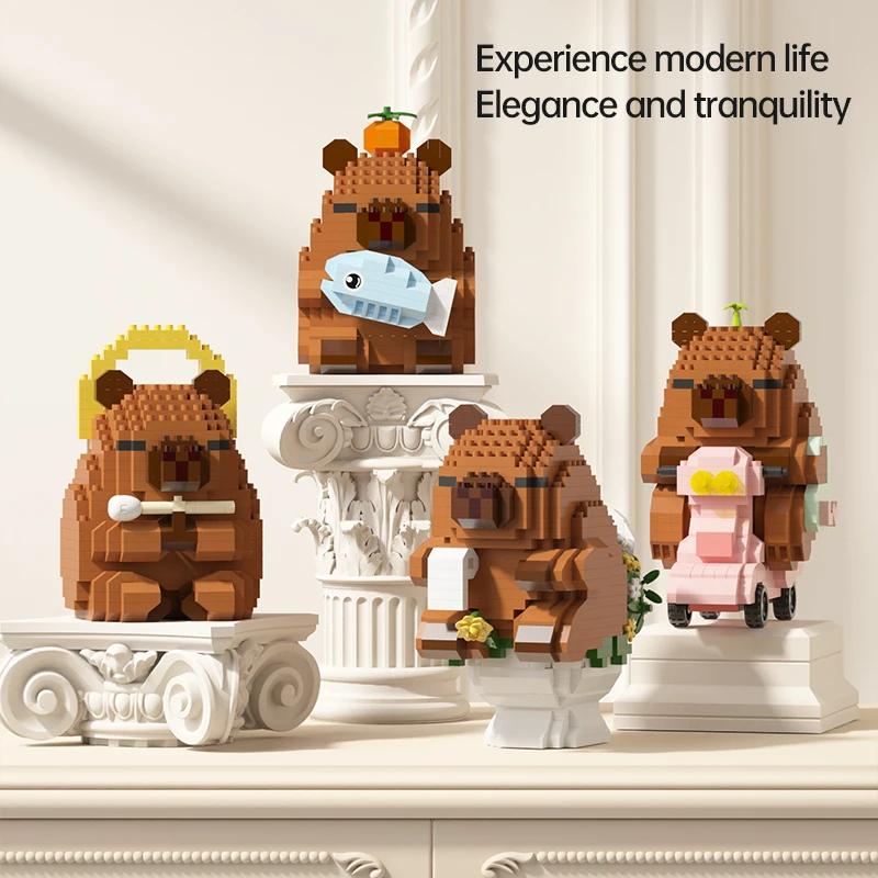 "Ensemble de blocs de construction Capybara-modèle de bricolage de cochon d'inde d'eau mignon |   Jo