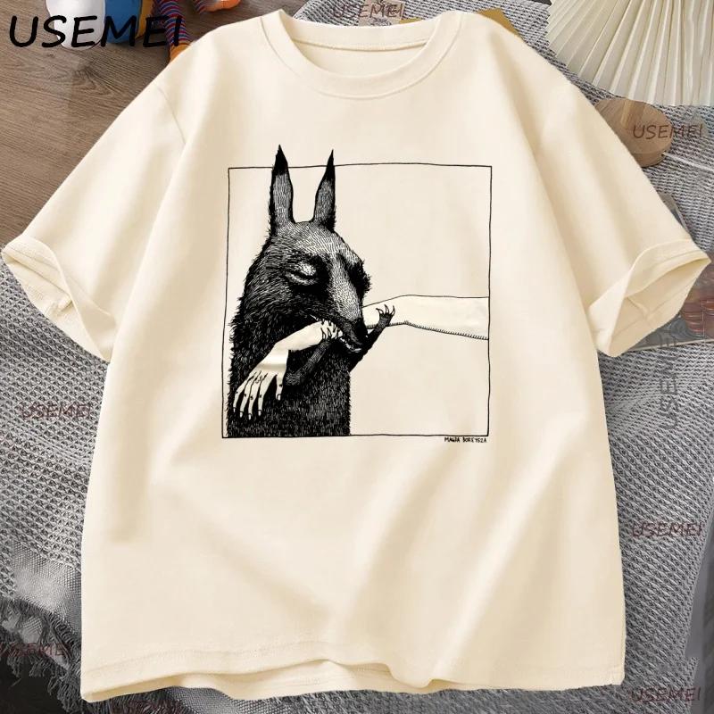 Créature drôle morsure main t-shirt amoureux des animaux t-shirt col rond coton à manches courtes t-