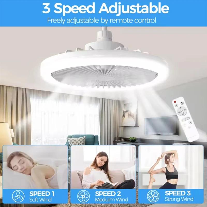 Rotatif 3in1 ventilateur de plafond lumière E27 LED convertisseur Base télécommande intelligente cha