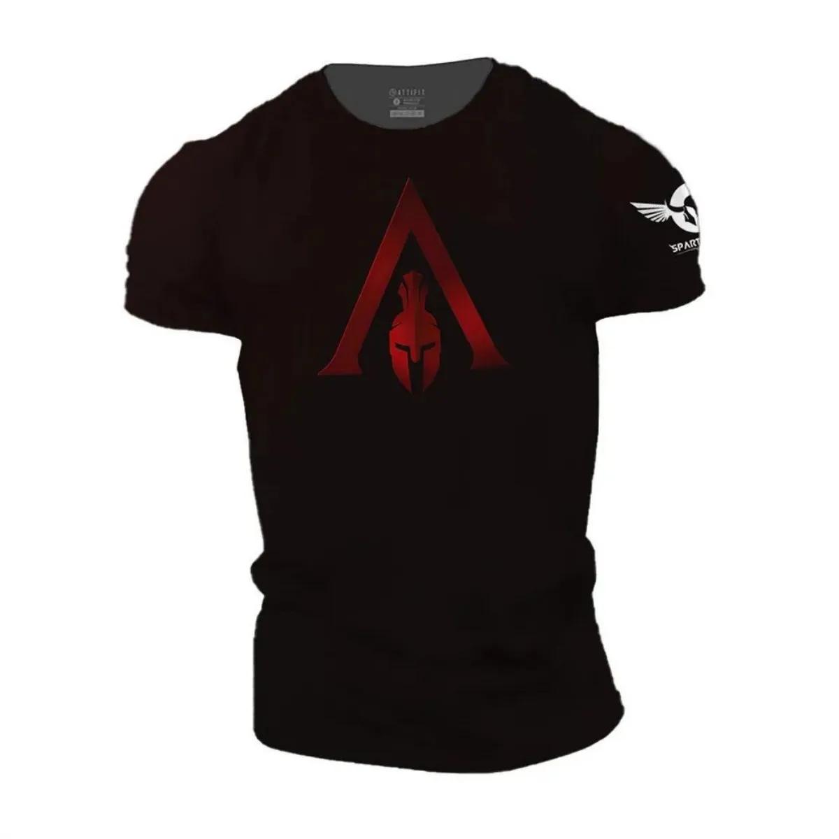T-shirt col rond confortable et respirant pour hommes, motif imprimé Spartan Warrior, adapté aux vêt