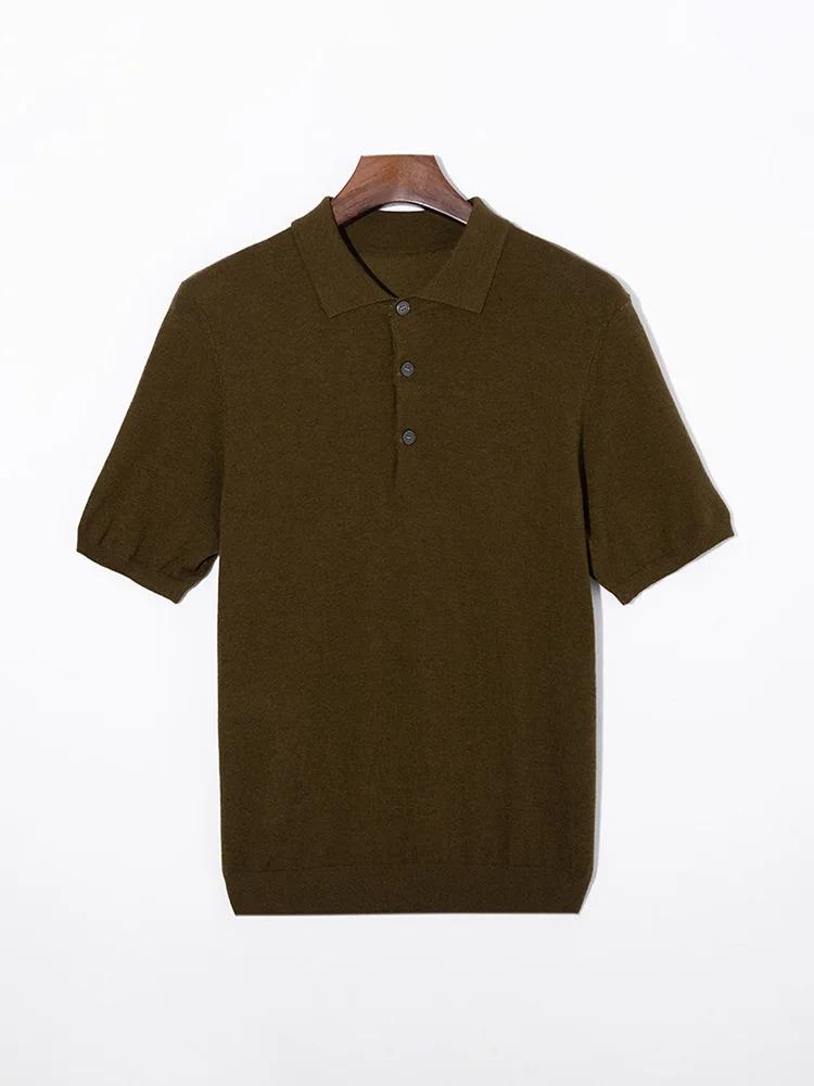 Pull Mérinos à Manches Courtes et Col Polo pour Homme, Vêtement Triblockchain, Ample, Grande Taille,