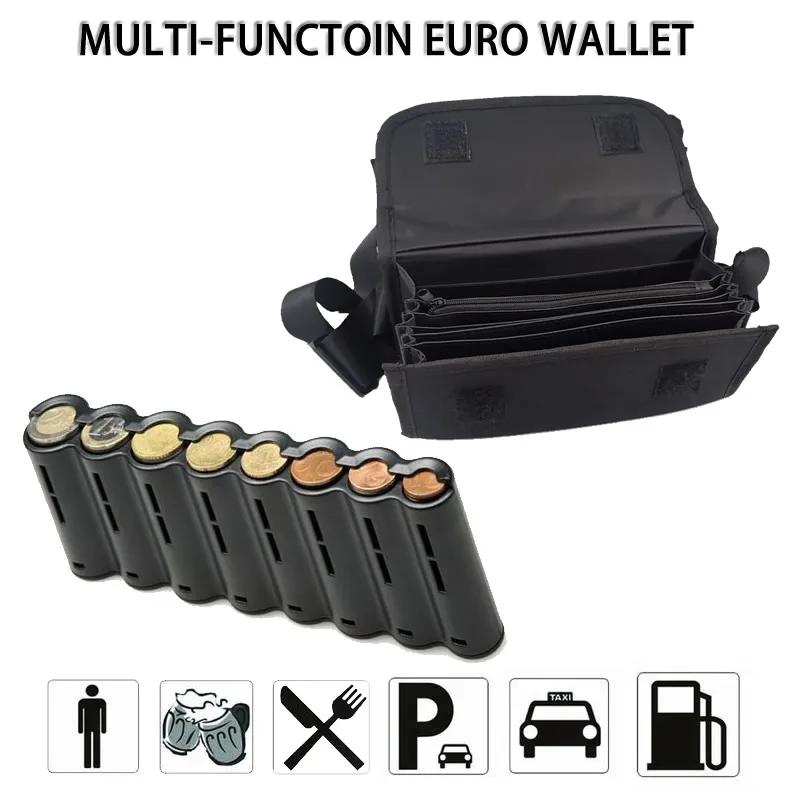 Créatif Portable stockage de pièces de monnaie Multi poches Euro portefeuille taille sac 8 fentes Eu