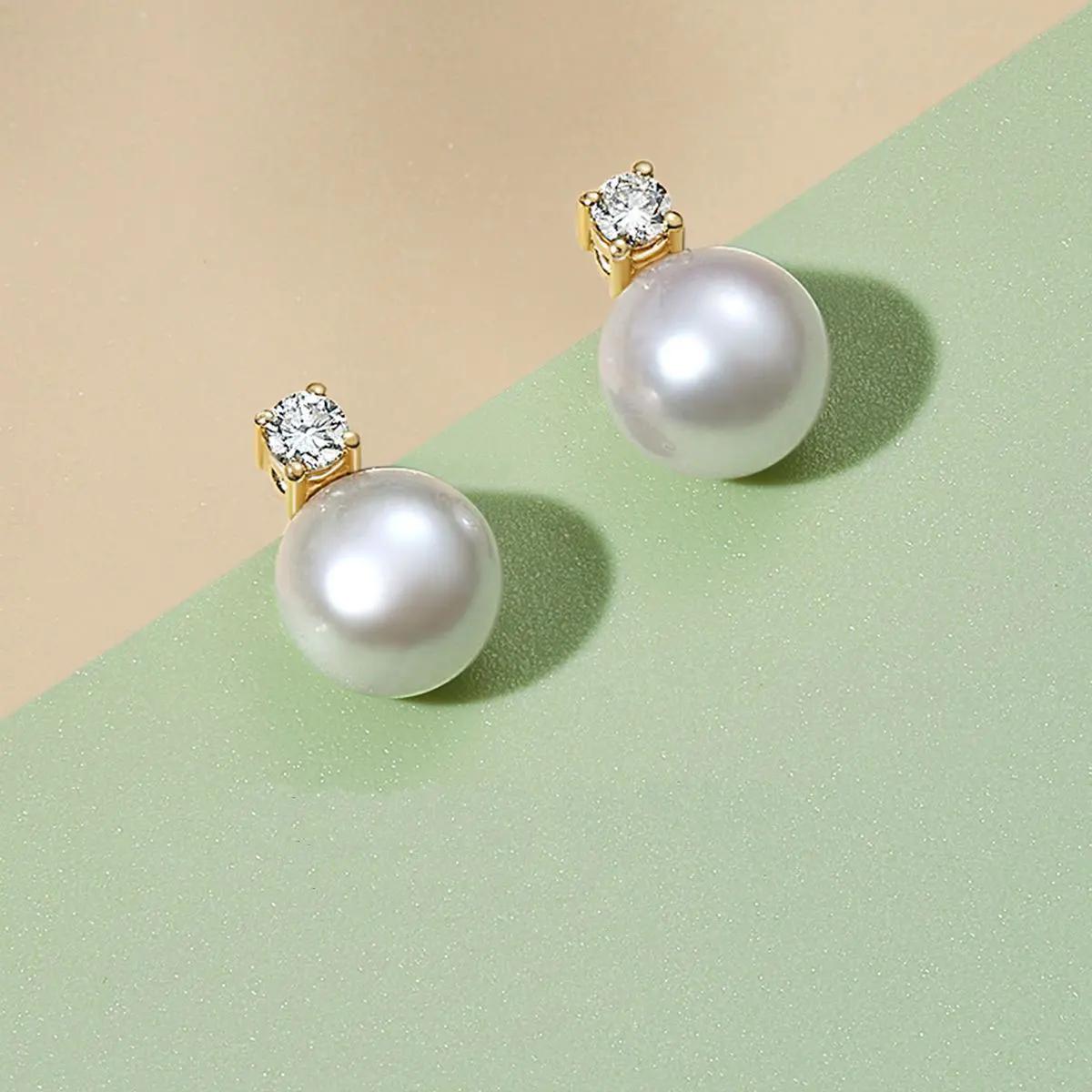 Senlissi-nouvelle mode Lofty 8-12mm perle d'eau douce boucles d'oreilles 18k pour les femmes S925 bi