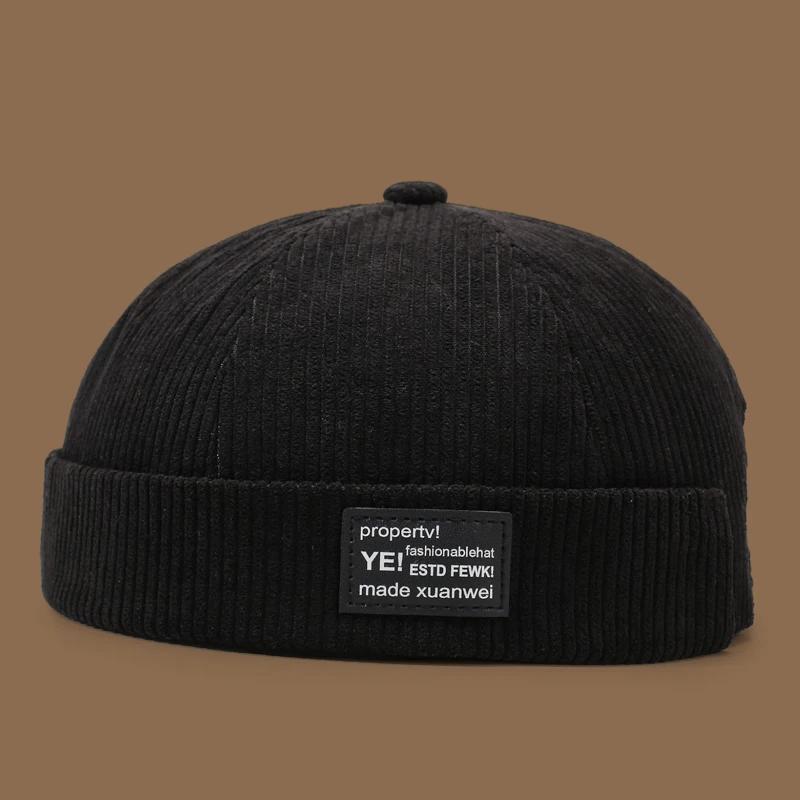 Chapeau décontracté sans bords en velours côtelé d'automne et d'hiver, chapeau yuppie personnalisé, 
