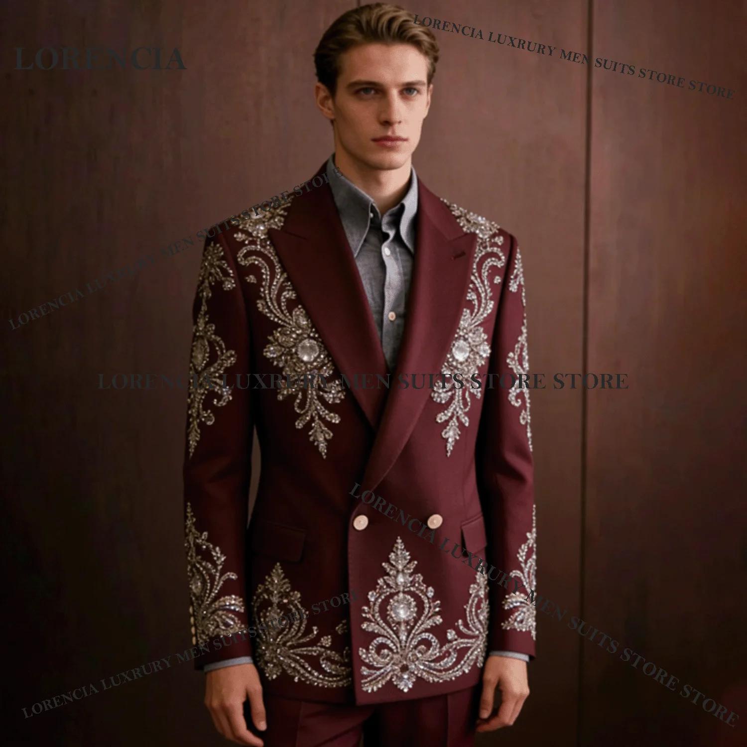 Costume Homme Sur Mesure en Cristal et Gemmes, Simple, Croisé, pour Mariage, Blazer 2 Pièces, Ensemb