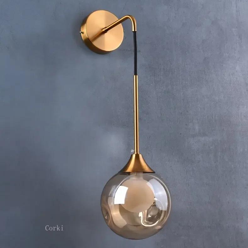 Lampe de mur LED moderne boule de verre applique dorée luminaires intérieur nordique salon cuisine c
