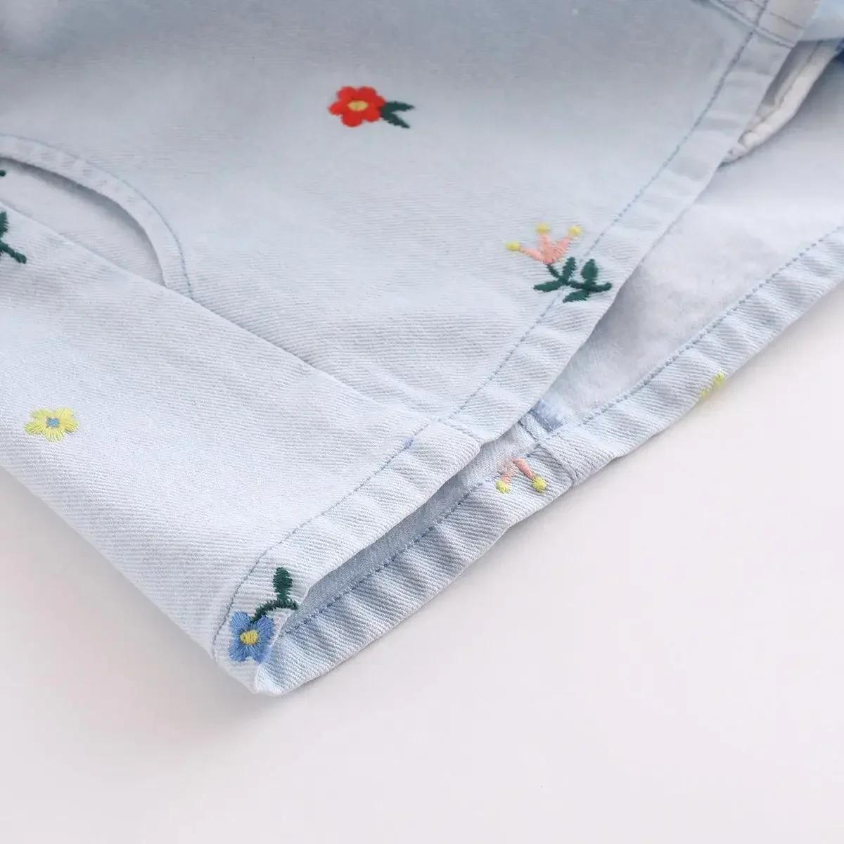 MARC & JANIE Robe d'été à bretelles en jean brodée florale pour filles, printemps 220689