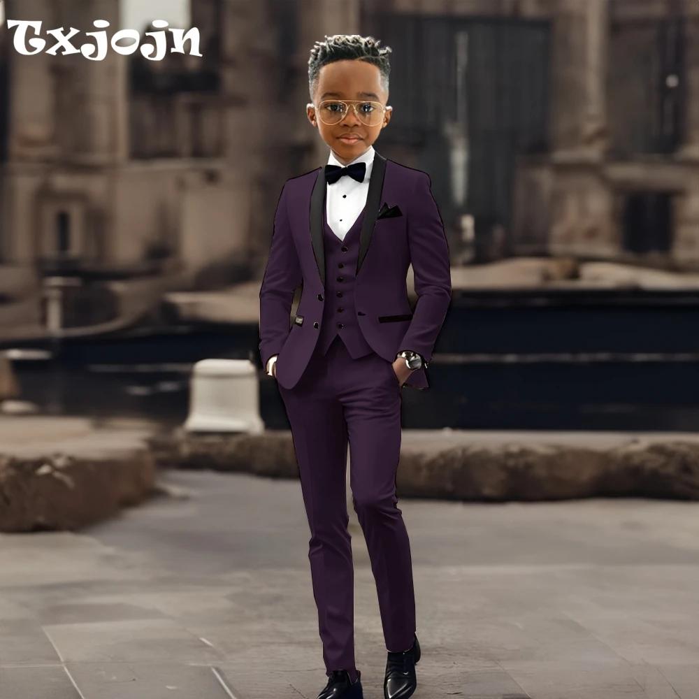 Ensemble de costume pour enfants, 3 pièces, tenue de porteur d'anneau de mariage, beau châle à rever