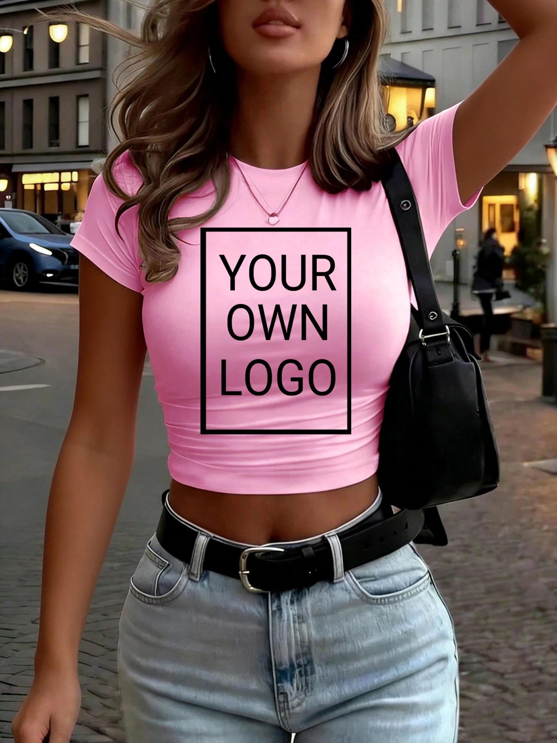 Personnalisé le Logo photo femmes culture T-Shirt Y2K mince été manches courtes confortable bricolag