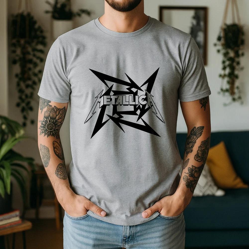 T-shirt Metallica 100% coton, style rock punk heavy metal, coupe ample, respirant, manches courtes