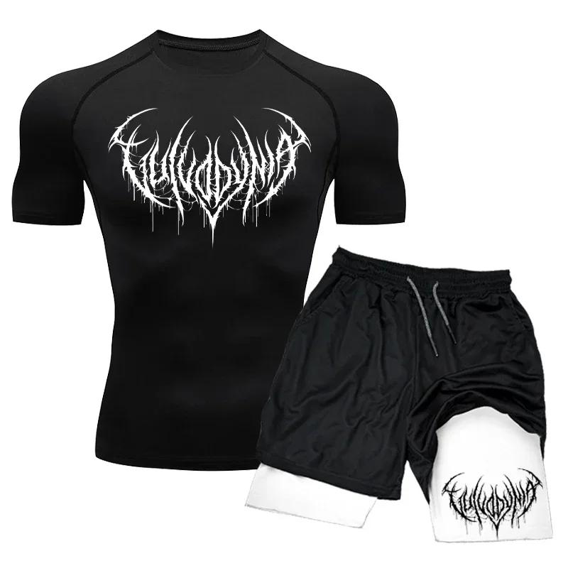 Ensemble t-shirt et short de compression pour homme, maillot moulant à séchage rapide, survêtement d