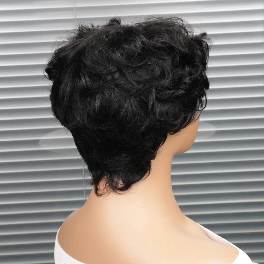 Perruque courte coupe pixie, perruque bouclée bob en cheveux humains pour femmes noires, perruques f
