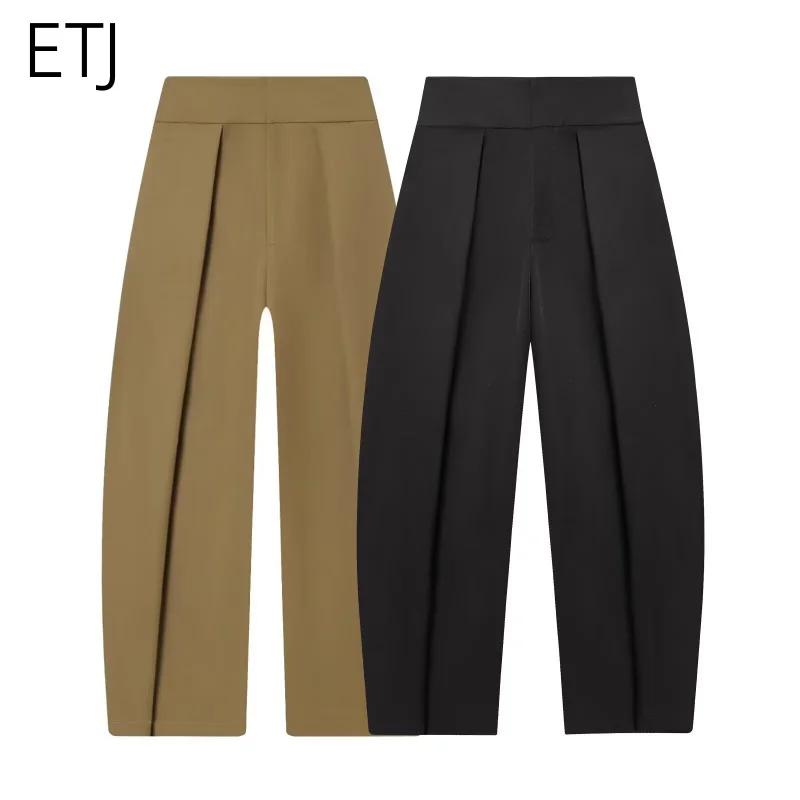Pantalon palazzo plissé taille haute coupe ample ETJ 2026 pour femme, idéal pour le travail, les voy