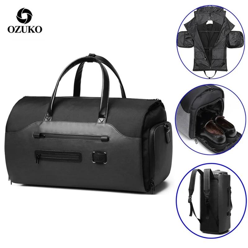 OZUKO-Sac à vêtement multifonction pour hommes, sac de voyage imperméable, grande capacité, poche po