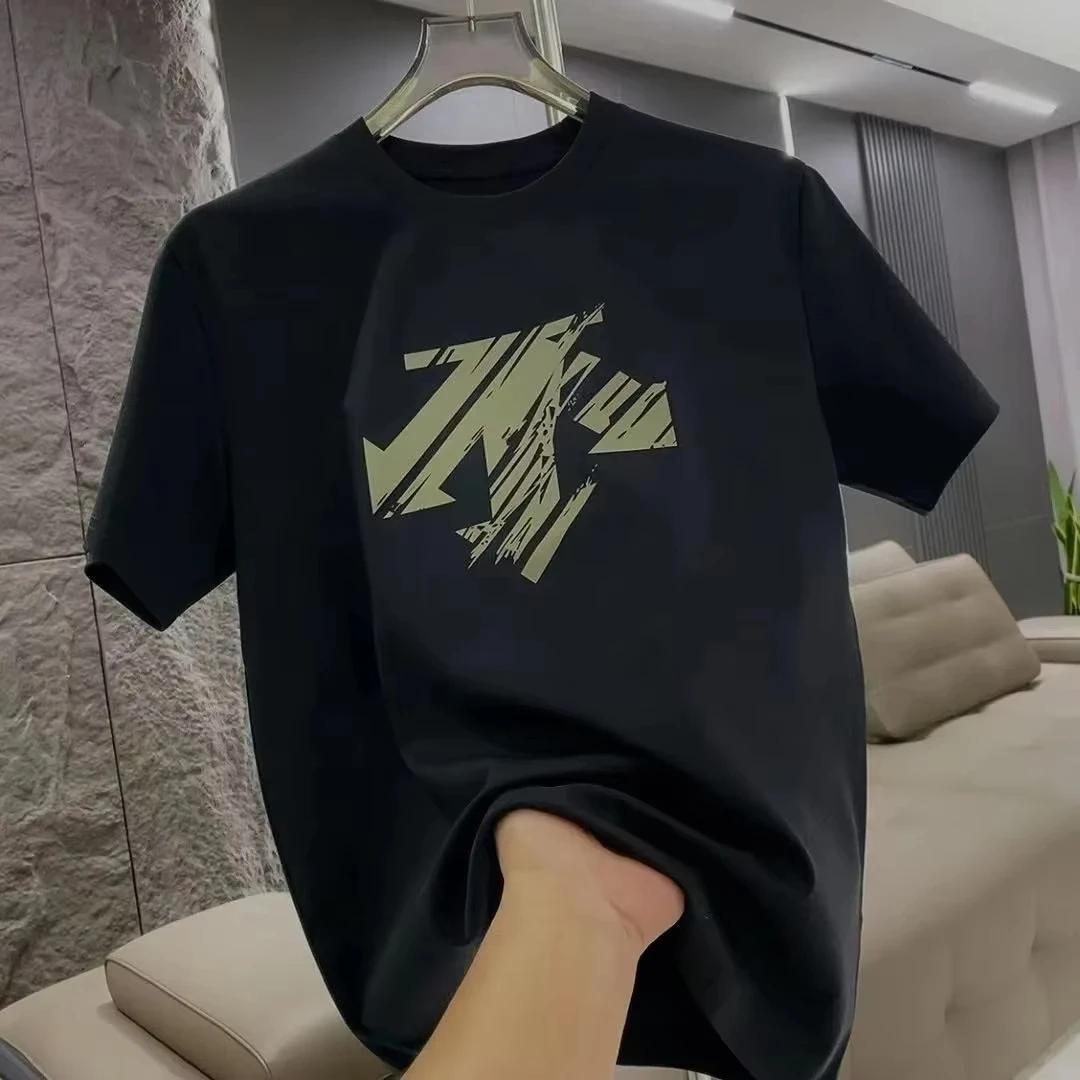 Nouveau T-shirt Homme Col Rond Manches Courtes 100% Coton Lourd Tendance Été 2026 – Imprimé Décontra