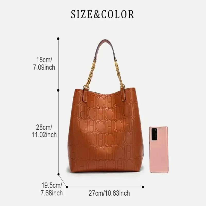 Sac fourre-tout CH pour femmes, sac à main de luxe de créateur, sac à bandoulière en cuir gaufré ten