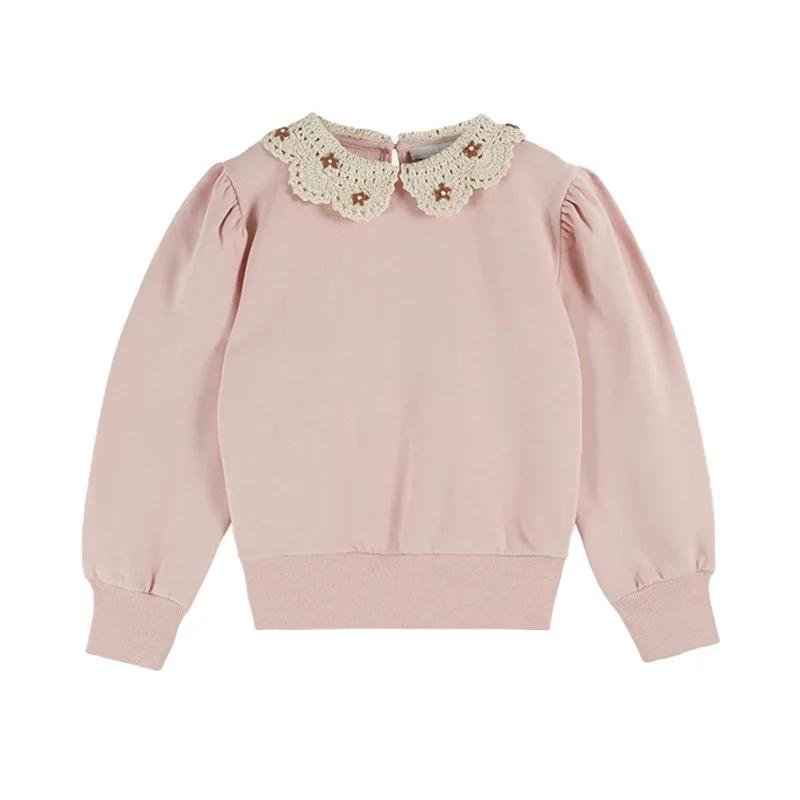 Pull pour enfants, série EM, Style campagnard, chemise à fleurs brodée, pantalon long, salopette, en