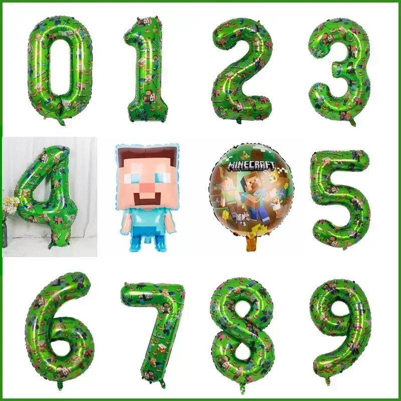 Minecrafte Pixel Ballon Anime thème de jeu ballons multiples pour fête d'anniversaire MC décoration 