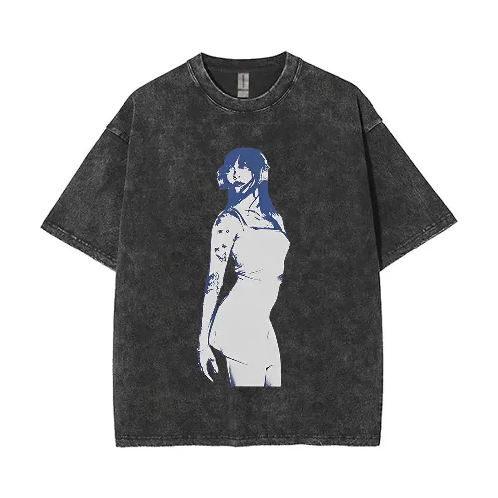 Lavé Vintage chanteur Aitana graphique T-shirt CUARTO bleu impression T-shirts hommes femmes mode Po