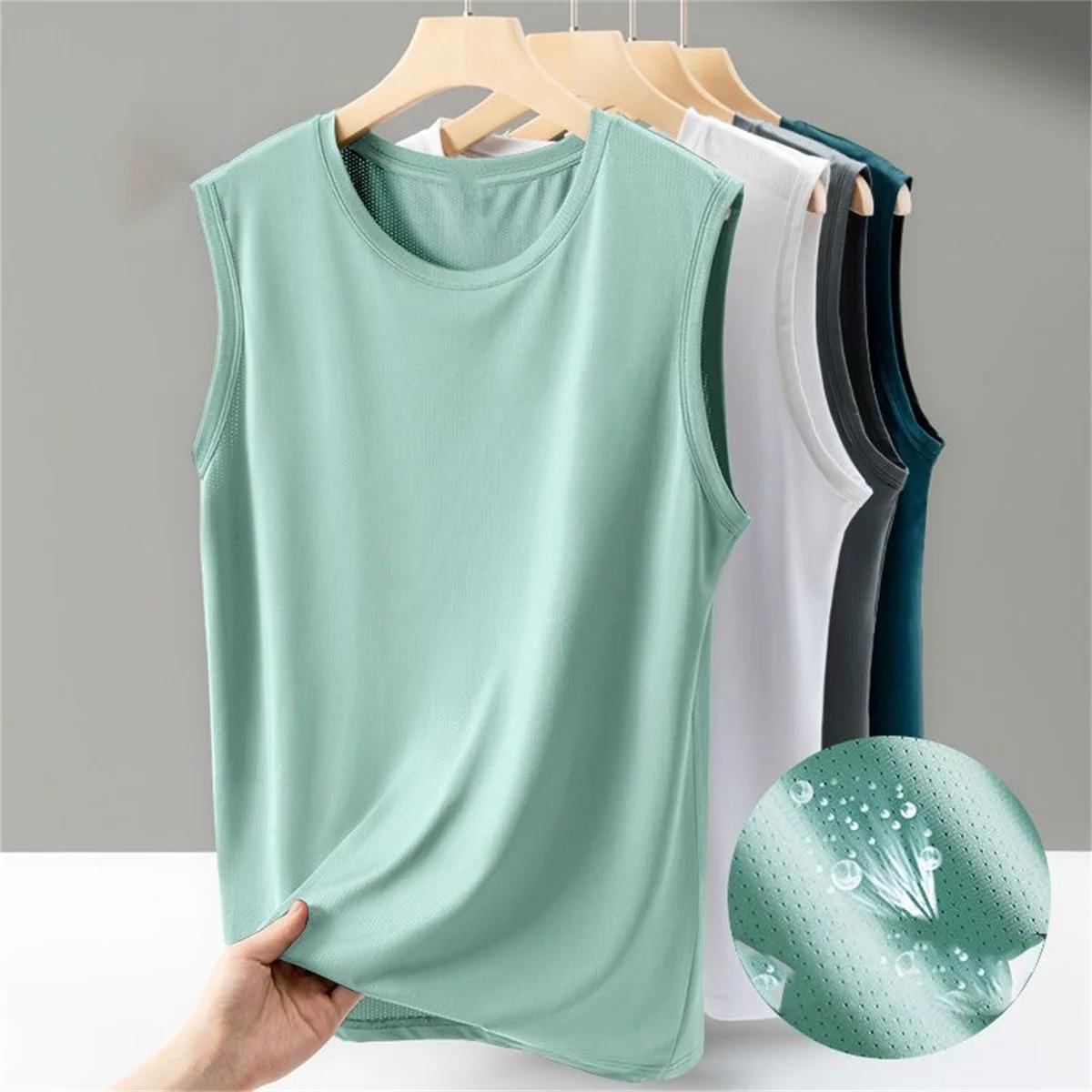 Débardeur sans manches décontracté de couleur unie pour hommes, col rond, gilet respirant, séchage d