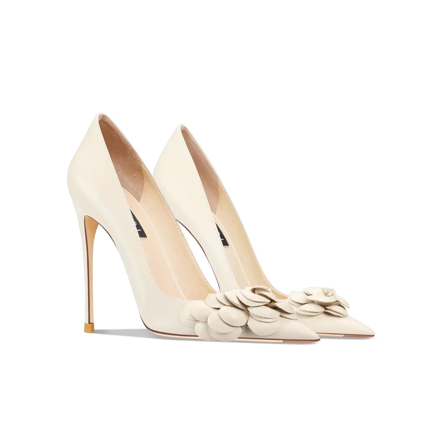Nouvelles Chaussures à Talons Hauts Pointus Classiques pour Femmes 2026, Grandes Fleurs, Confortable