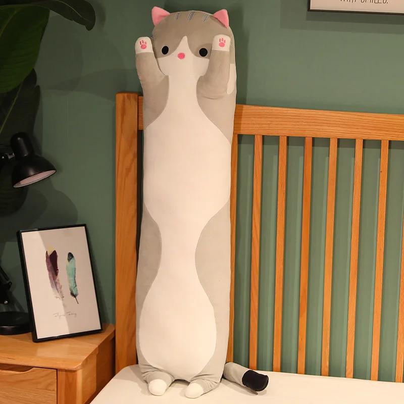 Jouets en peluche chat Long et doux, 50/70/90/110/130cm, joie drôle, Pause, oreiller de sieste au bu