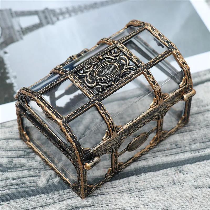 Boîte au trésor Pirate transparente en plastique, boîte à bijoux en cristal, organisateur de rangeme