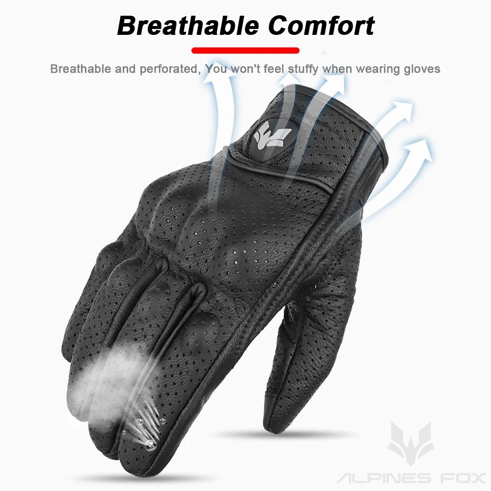 Gants de moto en cuir Vintage pour hommes, noirs, résistants à l'usure, pour écran tactile, antidéra