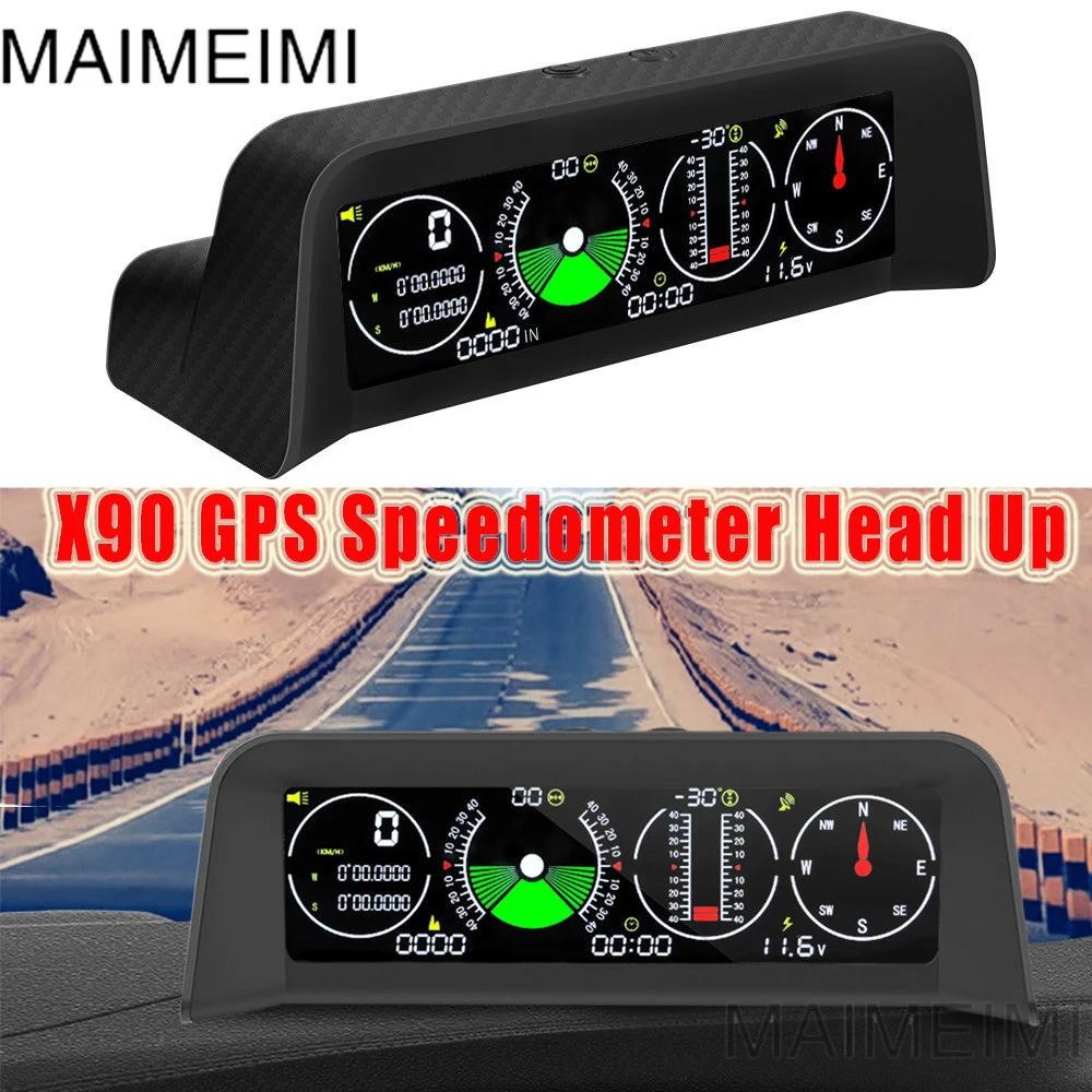 Nouveau compteur de vitesse GPS X90 Head Up PMH KMH, inclinomètre, ordinateur de bord de voiture ave