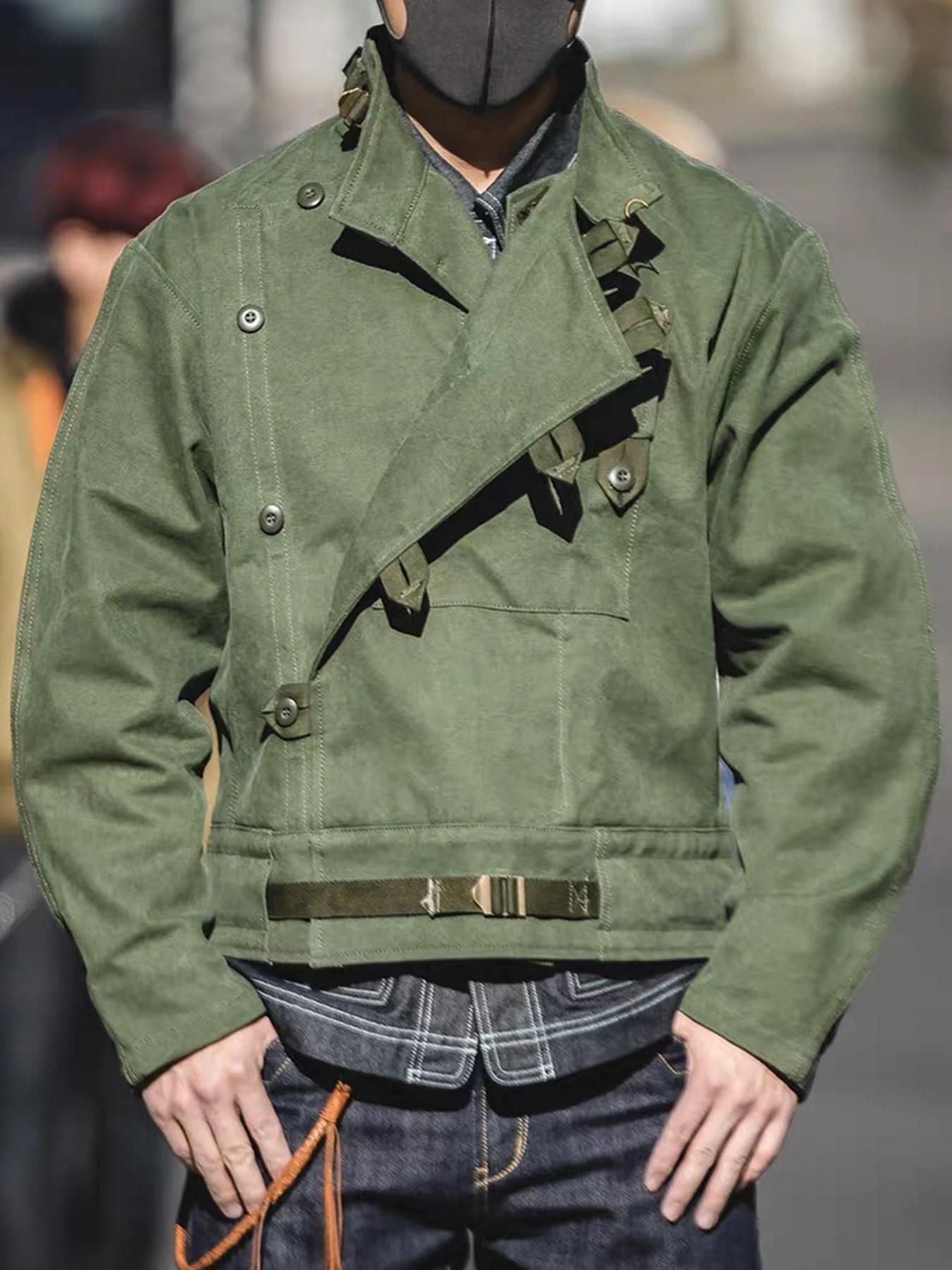 Veste de moto suédoise, veste courte décontractée pour homme, style militaire rétro vert, 100% coton