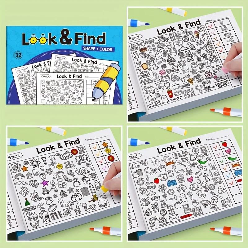 Livre interactif d'objets et de coloriage cachés pour-éducation avec des activités de recherche, d'a