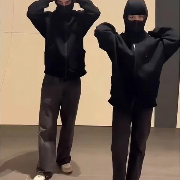 Cagoule gothique Y2K pour hommes et femmes, Harajuku, nouvel article d'hiver, sweat-shirt à Double c