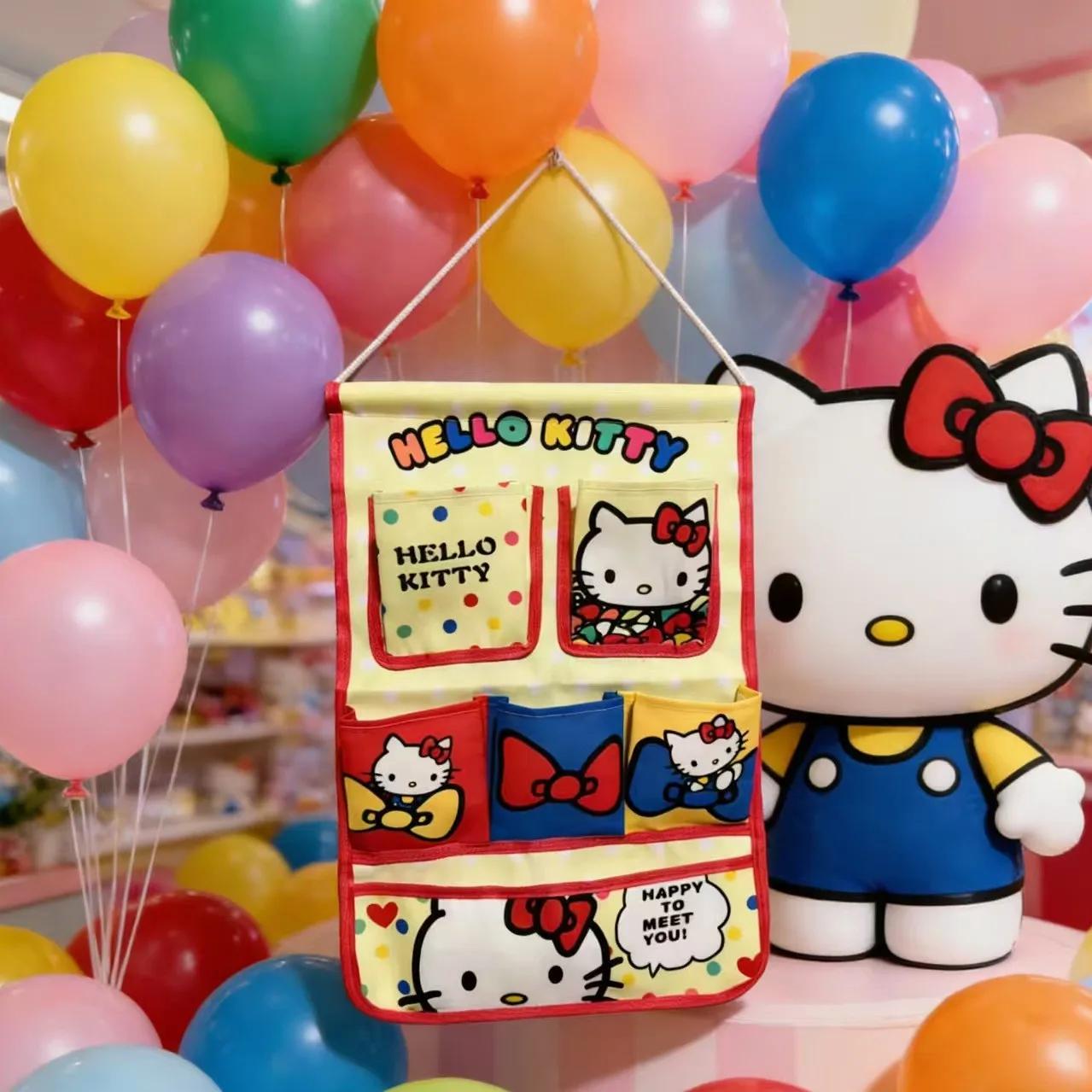 Sac de rangement mural multifonctionnel Kawaii HelloKitty, sac de rangement suspendu pour la maison,