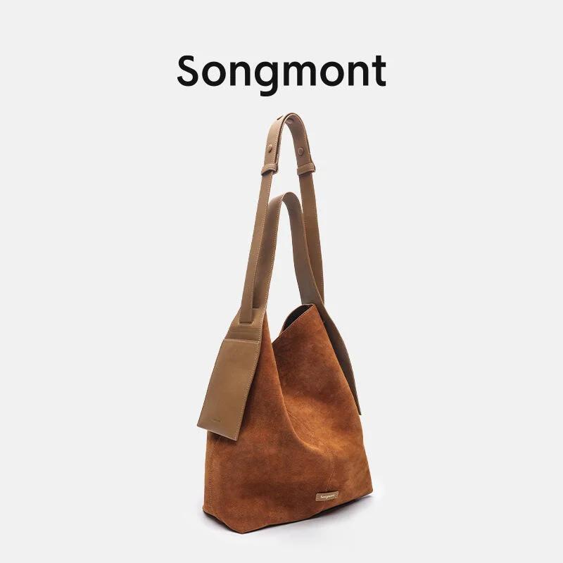 Songmont – sac à bandoulière en daim pour femmes, matériau souple, grande capacité, sensation haut d
