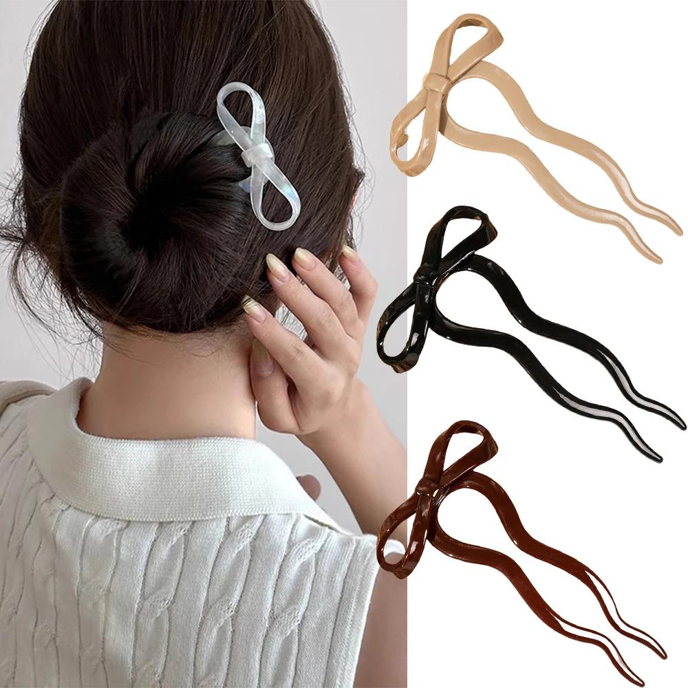 Bâton à cheveux avec nœud en forme de U, épingle à cheveux en acrylique, pince à cheveux, peigne, ch