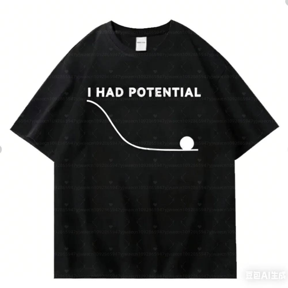 2026 Project Hail Mary - I Had Potential Graphic CAT T-shirt en coton unisexe à col rond pour homme,