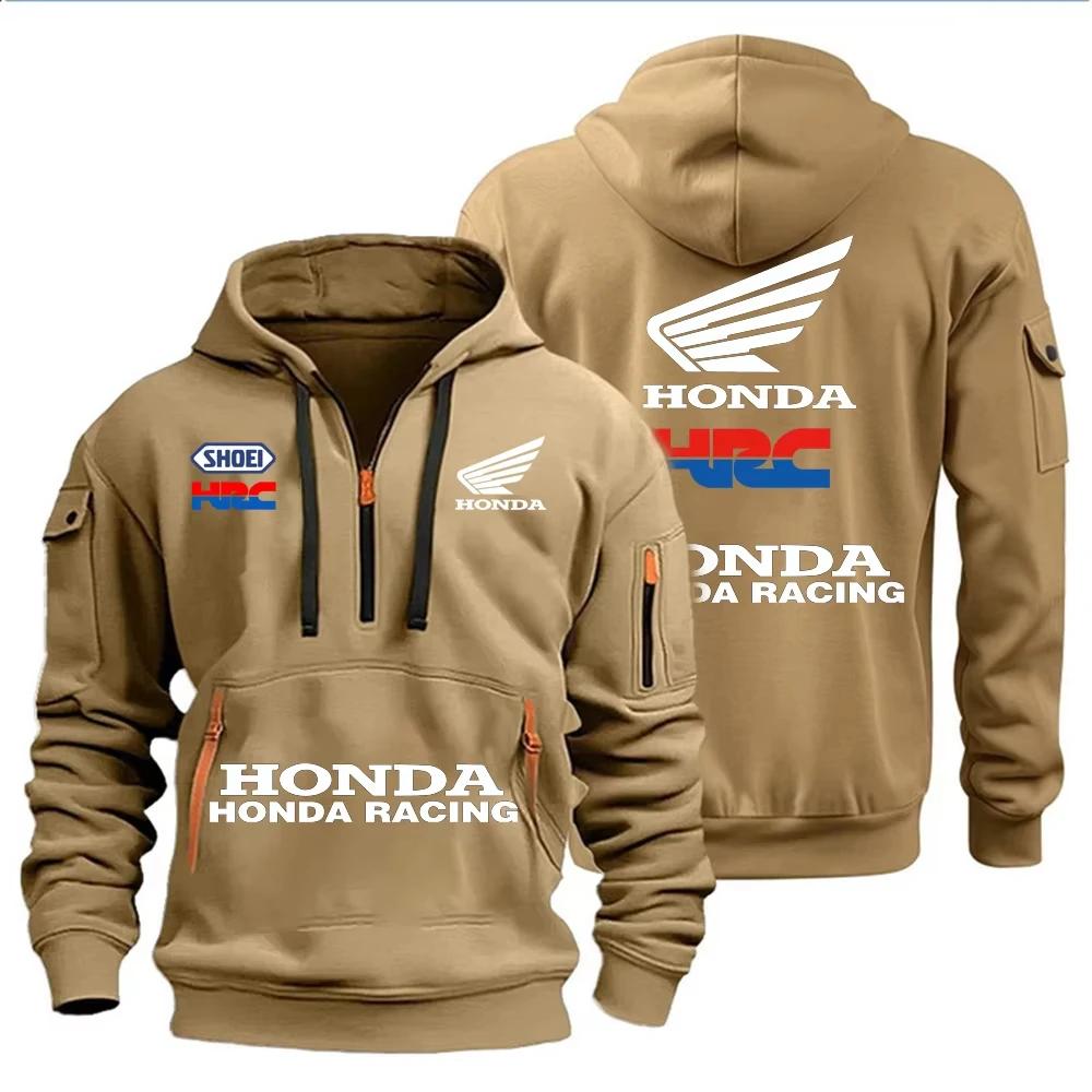 Honda Racing – sweat à capuche multi-poches avec fermeture éclair pour homme, vêtement de sport déco