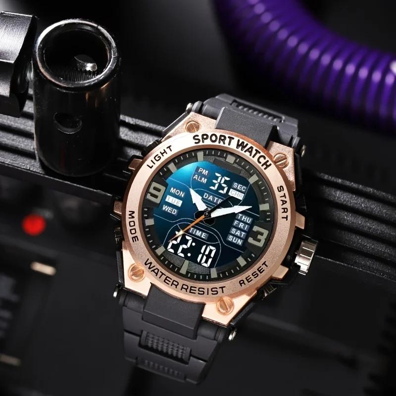 Montre de sport numérique pour hommes, réveil, chronométrage, fonction date, boîtier en alliage, par