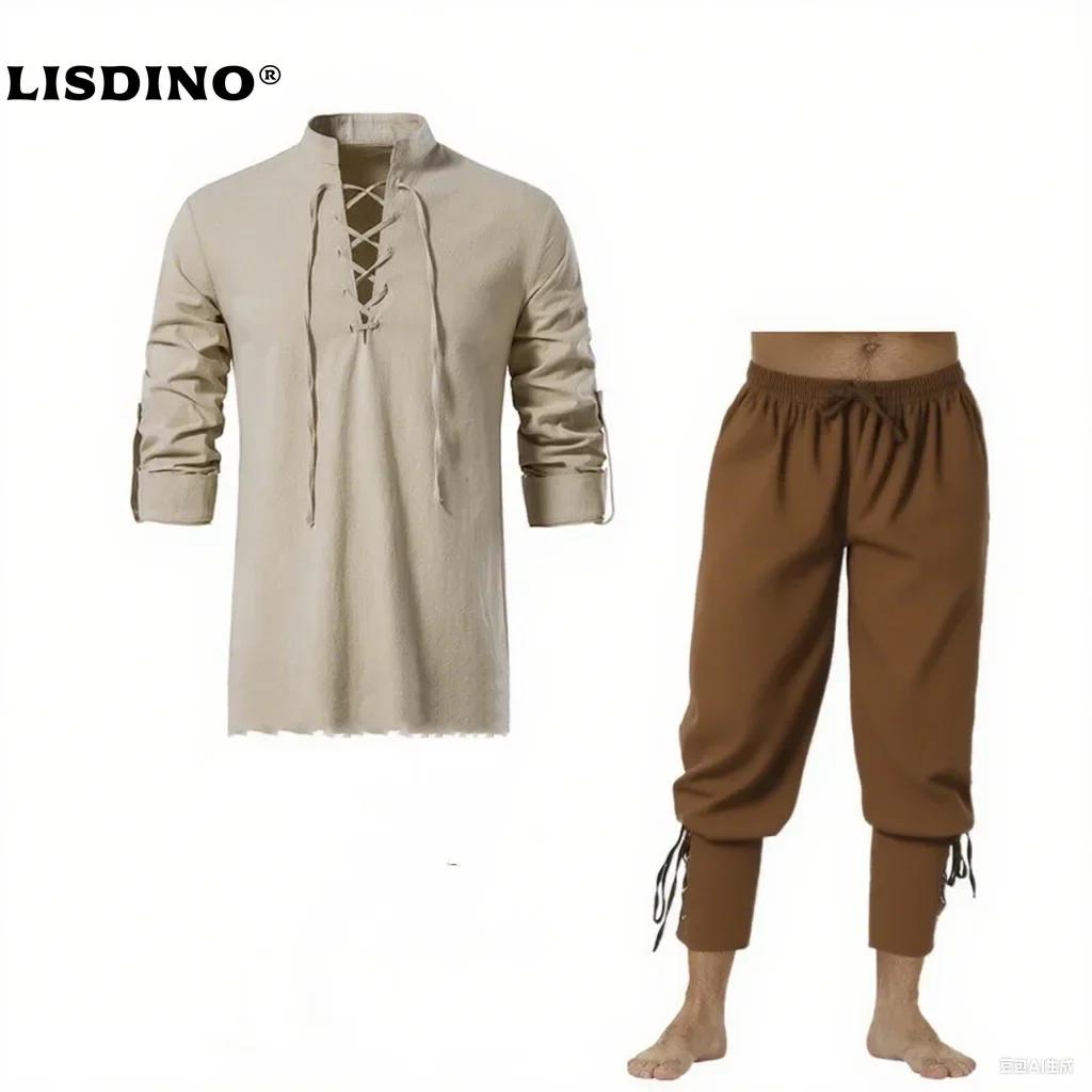 2 pièces rétro Vintage médiéval Renaissance Cosplay Costume tenues Pirate Viking Halloween décontrac