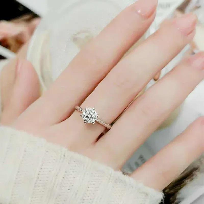 NeeTim – bague Moissanite 0.5-5ct pour femmes, en argent Sterling 925, plaqué or blanc, diamant de l