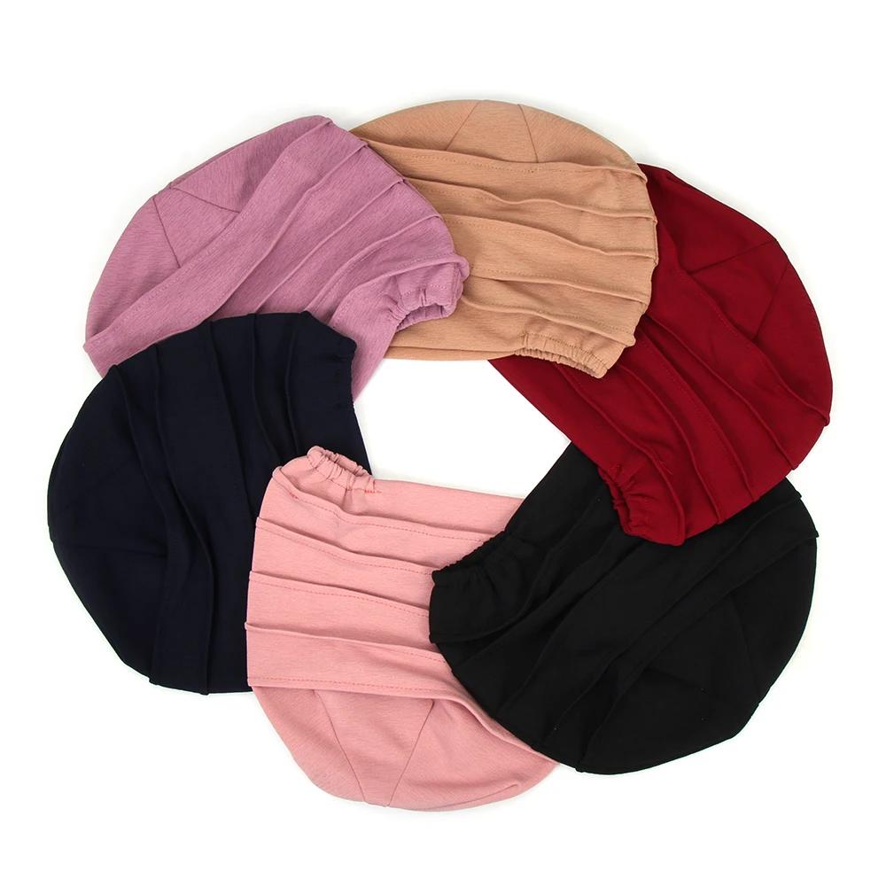 Femmes coton Slouch Bonnet chimio casquette couleur unie Bonnet intérieur Hijabs casquette musulman 